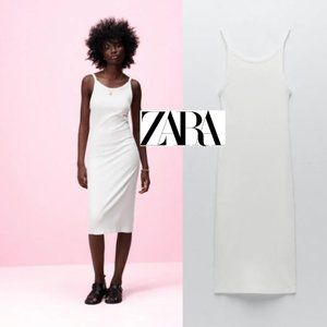 ZARA NWT  MIDI DRESS WHITE  SMALL